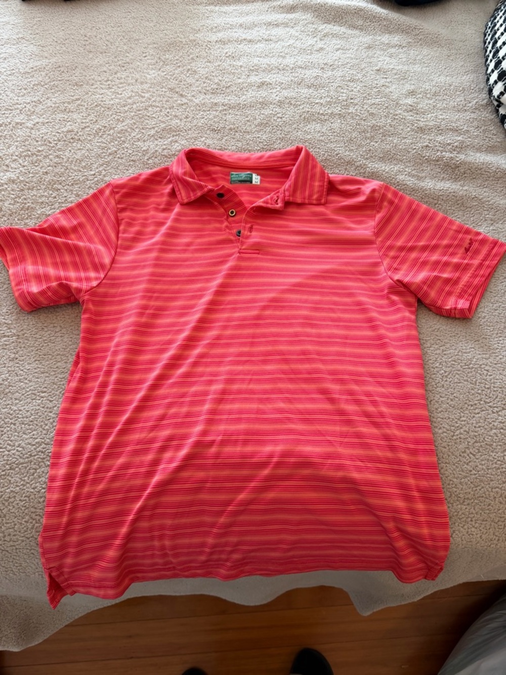 Ben Hogan Men's Coral Pink Stripe Polo Size Medium